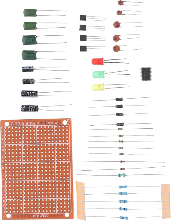 VOSAREA Basic Electronics Circuit Board Kit for Beginners with Pcb Components and Breadboard, Enhancing Practical Skills and Electrical Teaching, for Electronic Experimentation and DIY