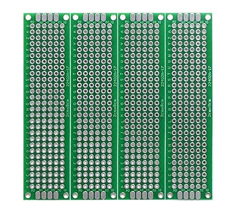 (Pack of 4) PCB Prototype Board, Double Sided PCB Proto Board for DIY Solder Breadboard, 2cm X 8cm(0.787" X 3.149") Universal Printed Circuit Board