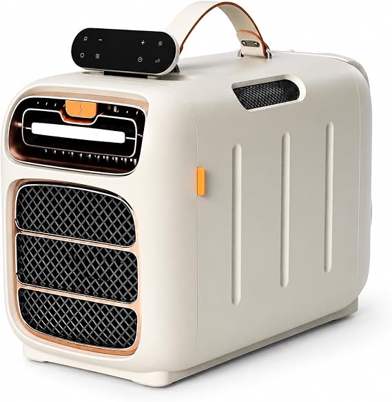 Portable Air Conditioner for Camping, 4700 BTU Cooling, 800W Heating, Quiet AC with Remote, Touch Panel, Dual Hose Exhaust for Tents and RVs