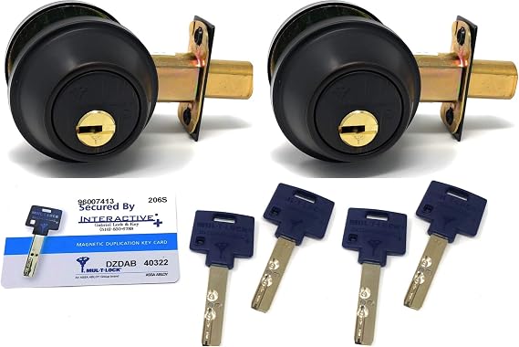 Mul-T-Lock Interactive+ Cronus High Security Grade 2 Single Cylinder Dead-Bolt w/Thumb Turn. Commercial or Residential Metal or Wood Doors (6) Oil Rubbed Bronze - Two Keyed Alike)