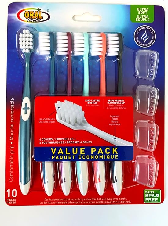 Ultra Soft Toothbrushes Value Pack, 6 Brushes, 4 Covers