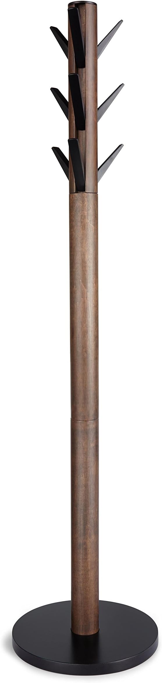 Umbra Flapper Coat Rack, Flip Down Clothing Rack, 9 Hooks, Black/Walnut