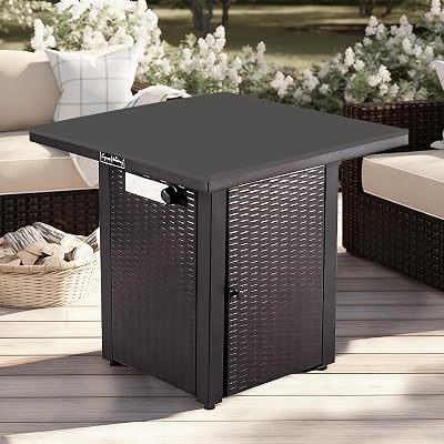 Silicone Mat for Propane Fire Pit Table, 28 inch Non-Slip Firepit Covers Square, Waterproof Heavy Duty Outdoor Fire Pit Table Cover Dark Gray