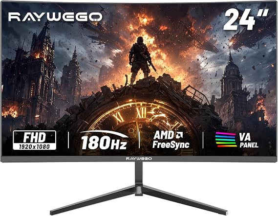 Raywego 24 Inch Flat Computer Monitor, FHD 1080P 180Hz