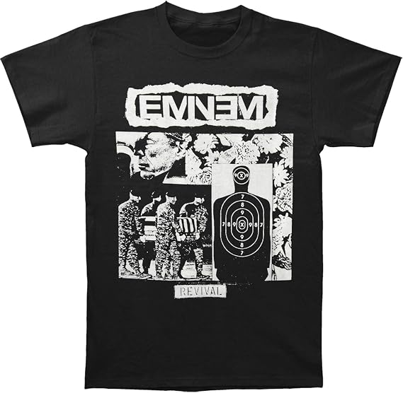 Eminem Men's BW Target Collage T-Shirt XX-Large Black