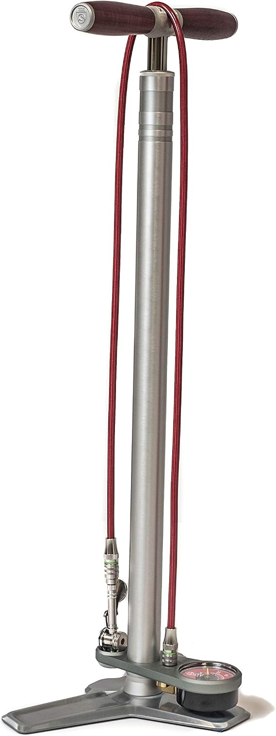 SILCA SuperPista Ultimate Bike Floor Pump, Hiro Chuck, Wood Handle, 160psi