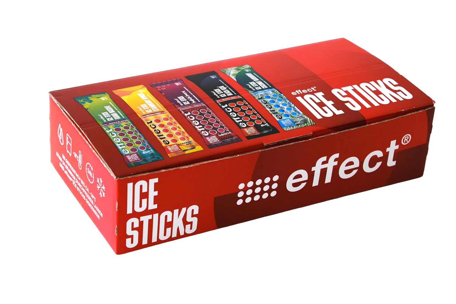 effect ICE STICKS - 100 x 40 ml Mixing Box - 5 Varieties (BLACK AÇAÍ Habibi Berry GUAVA MASSIVE COCONUT BLUEBERRY STRAWBERRY APRICOT) - Refreshing Energy Ice Cream - Perfect for Summer & Party