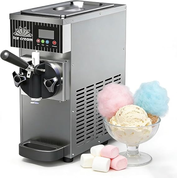Commercial Soft Serve Maker, Tabletop Ice Cream Freezer with 2.5L Tank, Touch Auto Clean, Smart LED Panel & Adjustable Hardness for Snack Bars
