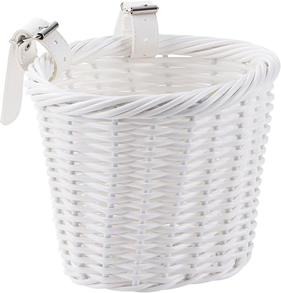 Kids Bike Basket Wicker Woven Front Bicycle Basket for Boys Girls Mini Handlebar Basket for Kids Bike or Scooter
