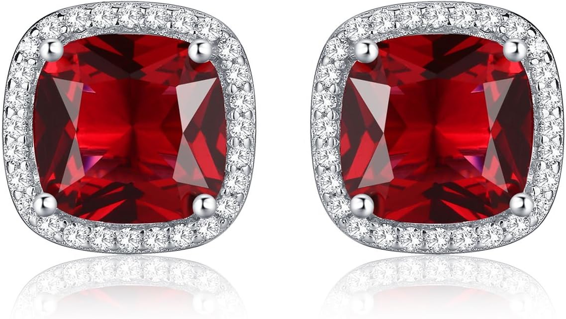 Diamond Treats 925 Sterling Silver Radiation Wreath Stud Earrings with Cubic Zirconia in White Blue Green and Red Solid Silver Colourful Stud Earrings for Women