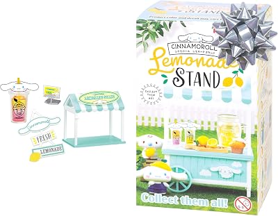 Hamee Re-Ment Cute Blind Box Diorama Miniature Figure Set for Birthday Gift, Party Favor, Stress Relief, Collectible Toy, Sanrio Fan, Relaxation Cinnamorolls Lemonade Stand 1 Pc. Mystery Set