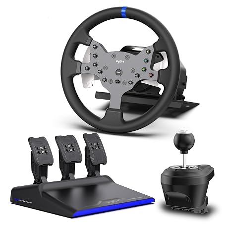 PXN V99 Gaming Racing Wheel, Driving Force Feedback Steering Wheel with Pedals and Shifter - 3.2NM, 270&900, 11.8 inch, 4 Paddle Shifters, Tools APP - Racing Wheel for PC, Xbox Series X|S, X and PS4