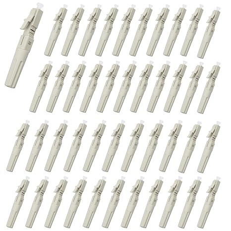 40pcs LC 50/125 Fiber Optic Multimode Fast Connector | LC OM3 Quick Assembly Connector for 0.9/2.0/3.0/2.0 * 3.0mm Multimode Fiber Cable, Mechanical splice
