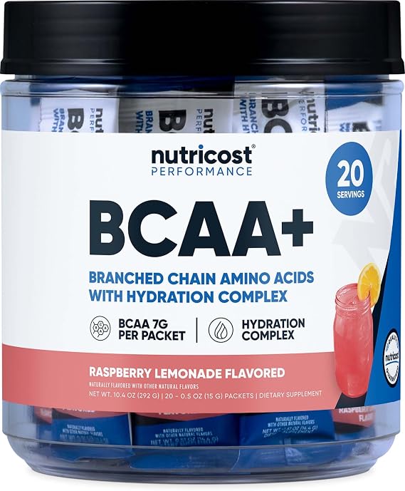 Nutricost BCAA+ Hydration Packets (Raspberry Lemonade) 20 Stickpacks