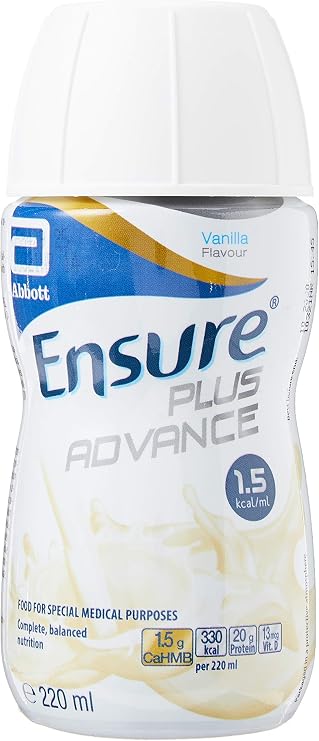 Ensure Plus Advance Vanilla 220ml, Nutritionally Complete Oral Nutritional Supplement Drink, High Energy and Protein Shake for Adults