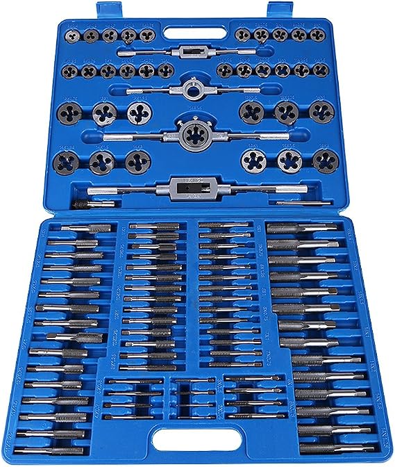 110pcs Set M2 M18 Screw Nut Thread Taps Dies with Wrench Handle Heavy Duty Hand Tool Kit Threading Kit for Threading Performance with Complete Accessories