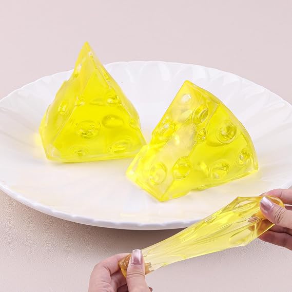 2 Pack Cheese Squishies Super Soft Slow Rise Cheese Stress Ball Squishy Toy for Anxiety Relief Novelty Fidget Toy for Birthday Gifts & Classroom Prizes