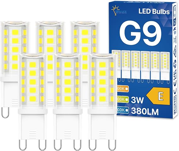 ORALUCE G9 LED Bulbs, 3W=40W, Cool White 6000K, 380LM, Pack of 6 [Energy Class E]
