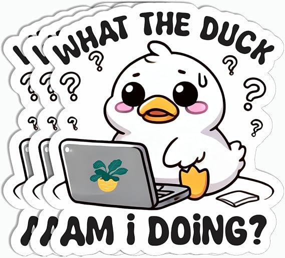 3Pcs - What The Duck Am I Doing Sticker - Cute Duck Sticker - Humor Pun - Lovely - Tumbler - Water Bottle - Guitar - Phone - Laptop