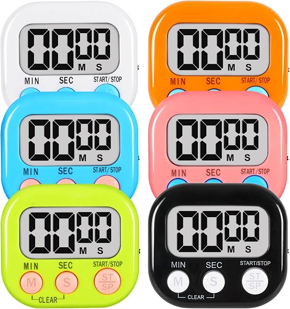 6 Pack Digital Timer for Kids Classroom,Kitchen Timers for Cooking