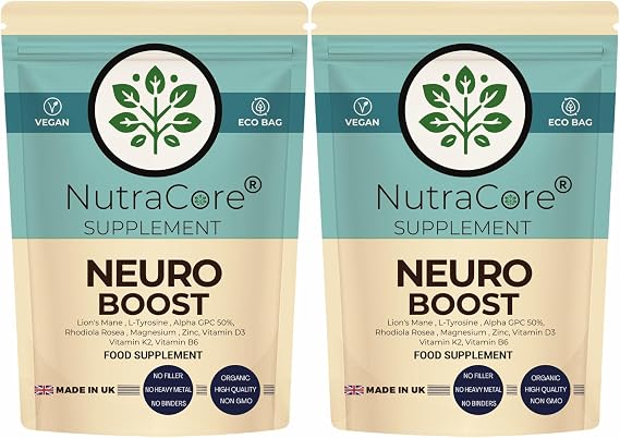 Neuro Boost | Alpha GPC | 180 Vegan Caps | Made in UK | Premium | Cognitive Support, Focus, Memory, Mental Clarity, Learning Support, Mental Performance, Daily Wellness, Vegan Formula