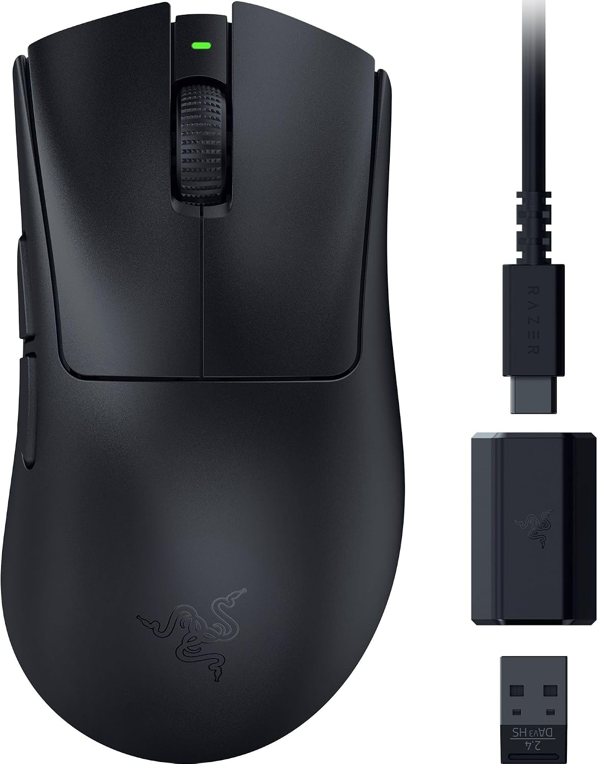 Razer DeathAdder V3 HyperSpeed - Ultra-light wireless ergonomic e-sports gaming mouse with 26K DPI HyperSpeed with 55g lightweight, soft-touch finish, 100 hours battery life, 8K Hz Black