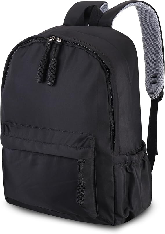 School Backpack Unisex, Casual Black School Bag for Girls Boys