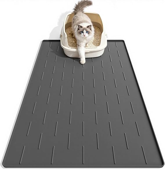 Pieviev Silicone Cat Litter Mat, Traps Litter & Easy to Clean, 34'' x 22''