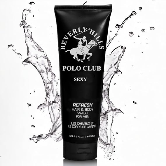 Beverly Hills Polo Club Men's Hair & Body Wash,#39;Sexy' Scent, 8.5 oz - 2-in-1 Luxury Cleanser for Lasting Freshness & Confidence, Premium Designer Fragrance