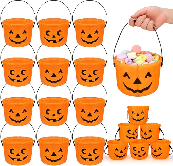 Jenaai 12 Pcs Halloween Candy Buckets Pumpkin Trick or Treat Baskets