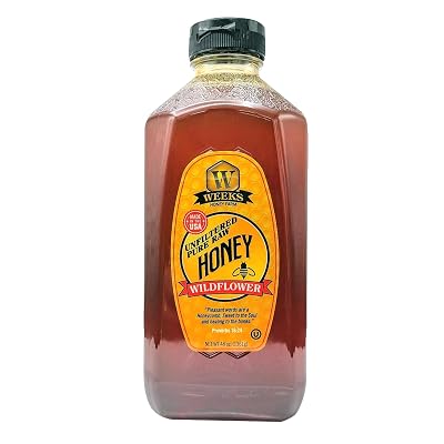 Weeks Honey Farm Bulk Raw Wildflower Honey Pure Unfiltered Unheated 48 oz 3 lb, Gluten-Free Kosher, South Georgia Wildflower Blend, Natural Superfood Sweetener