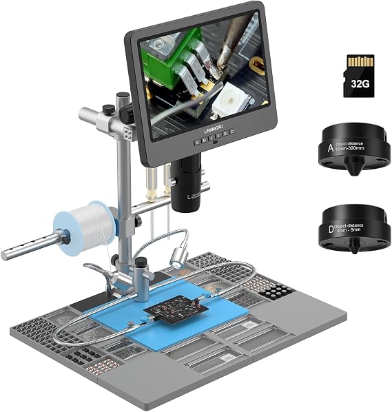 LM249MS Plus 3 Lens 10.1" HDMI Digital Microscope with Soldering Station
