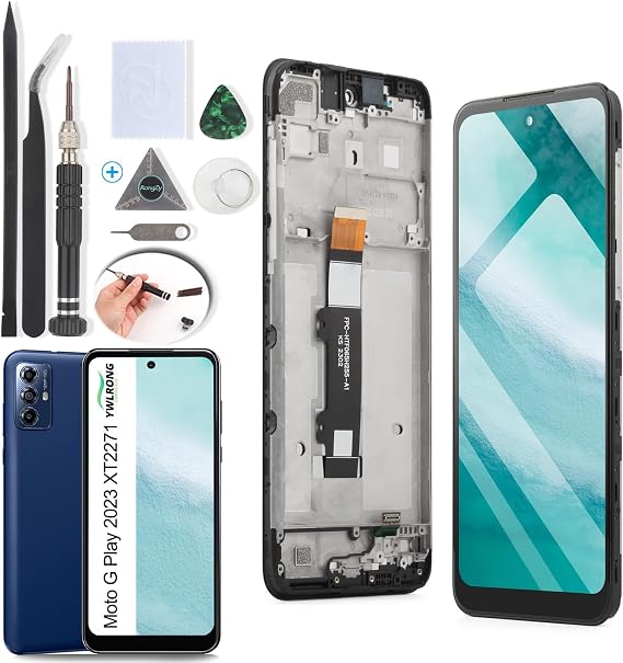 for Motorola Moto G Play 2023 Screen Replacement for Moto G Play 2023 XT2271 XT2271-5 LCD Display Touch Screen Digitizer Assembly with Tools (Black with Frame)