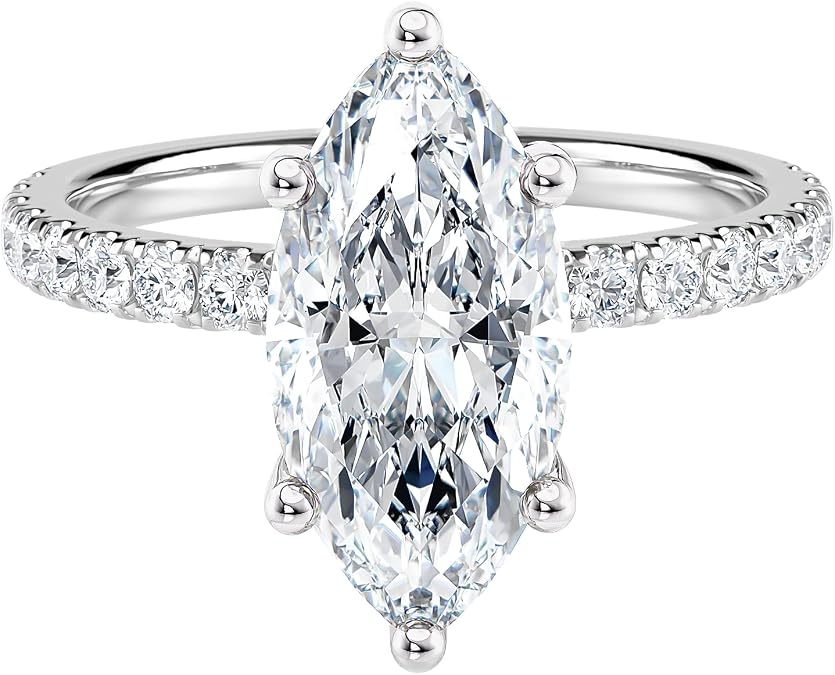 Marquise Lab Grown Diamond Ribbon Halo Engagement Ring 14k Gold