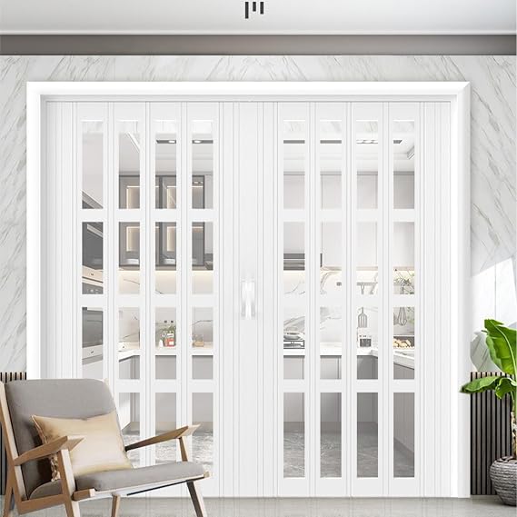 Customize Plastic Concertina Doors for Doorway, High 196cm Folding Room Dividers for Basement Office Camper RV Internal WXH:75x230cm