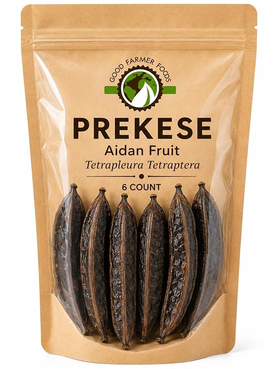 Good Farmer Foods Prekese (Aidan Fruit) Whole Pods, Tetrapleura tetraptera, Uhio, 6 Pieces