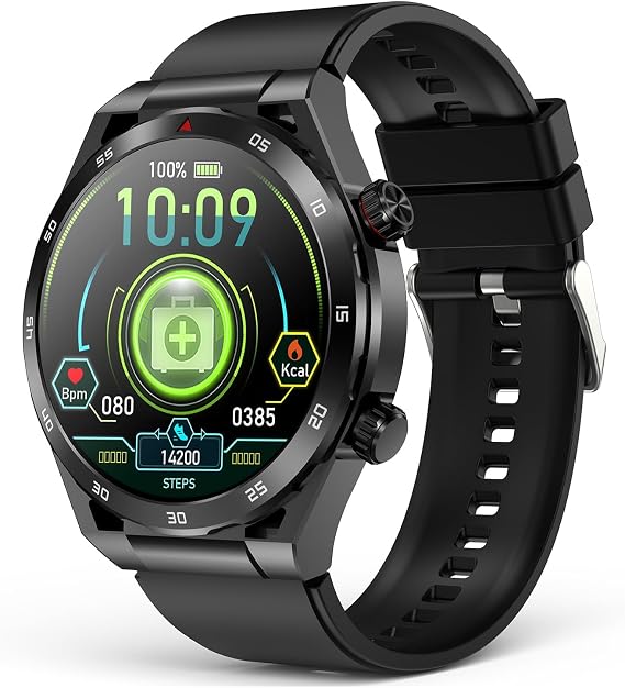 EarlySincere Smart Watch with Bluetooth Call, 1.39" Smartwatches for Men Women, Fitness Watch with Blood Oxygen/HR/Sleep, IP67 Waterproof for Android iOS Black