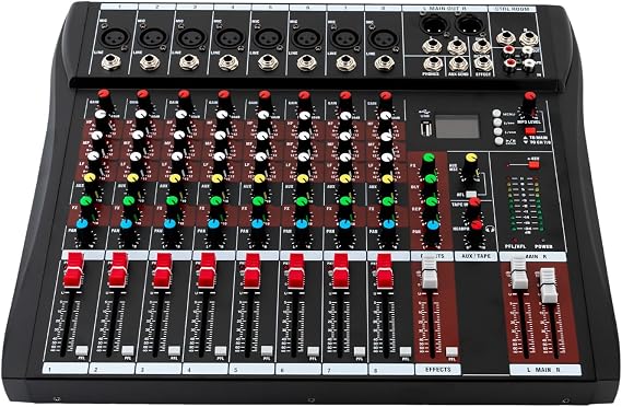 Pro 8 Channel Bluetooth Studio Audio Mixer Live Sound Mixing Console with USB