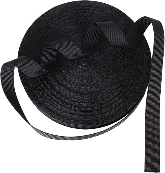 ZOEYES 1 Inch Heavy Duty Nylon Webbing 50 Yards Black Nylon Strapping Flat Webbing Strap, Great for Dog Leash, Collars, Seat Belt, Backpack, Outdoor DIY Gear Repair, Crafts