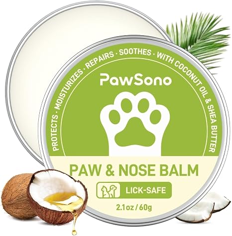 PawSono Lick-Safe Dog Paw & Nose Balm with Coconut Oil, Stop Licking 60g