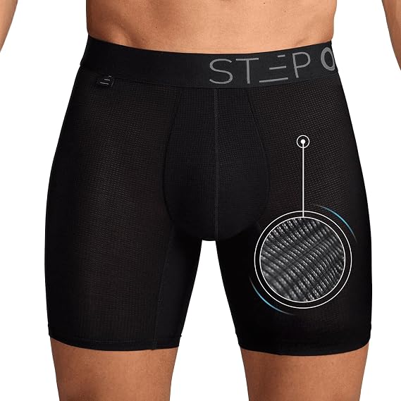 STEP ONE Mens Mesh Underwear Boxer Briefs, 1 Pair, Super Breathable Boxers for Men, Moisture Wicking, 3D Pouch + Anti-Chafe Bamboo Underwear for Men