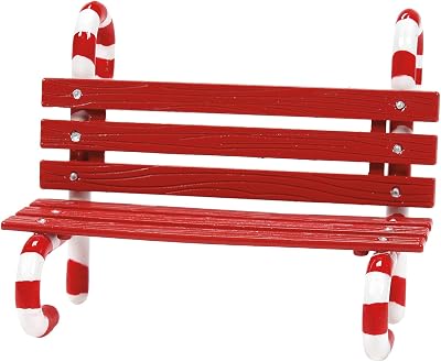 Department 56 Village Collection Accessories Peppermint Candy Cane Bench Figurine, 2.15 Inch, Multicolor