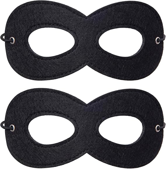 2 Pieces Black Felt Eye Mask,Halloween Costumes Masquerade Half Mask Cosplay Party Supplies for Adult Kids