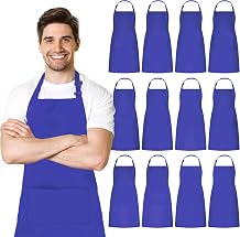 Adjustable Bib Apron 100% Polyester Kitchen Aprons Waterdrop Resistant Aprons with Adjustable Strap, Pockets & Long Ties