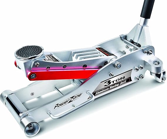 Power Zone 680061 3-Ton Aluminum Hydraulic Racing Jack, Lift Range: 3-3/4 to 19-5/16,Silver,680061-A
