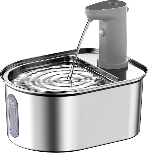 Wireless Cat Water Fountain Cordless Stainless Steel 108oz/3.2L