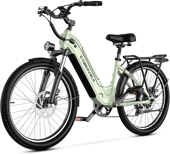 Cybervelo 1000W Peak Electric Bike for Adults,up 80 Miles Removable Battery Ebike, 26" Electric E Bike with 7-Speed,Adult Electric Bicycles for Commute Beach Snow Womens/Man All Terrain