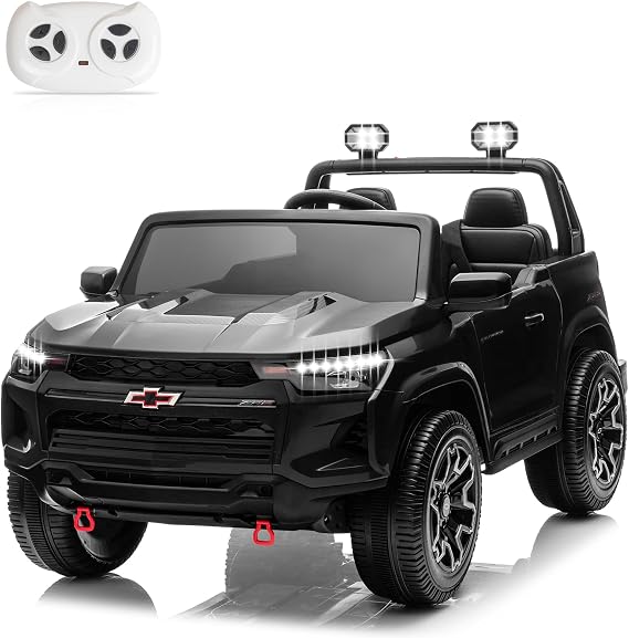 24V Licensed Colorado Ride on Electric Car for Kids, Black | Ride on Toys for Toddlers w/ Remote Control, 2 Seater, Bluetooth, Soft Start, LED Lights