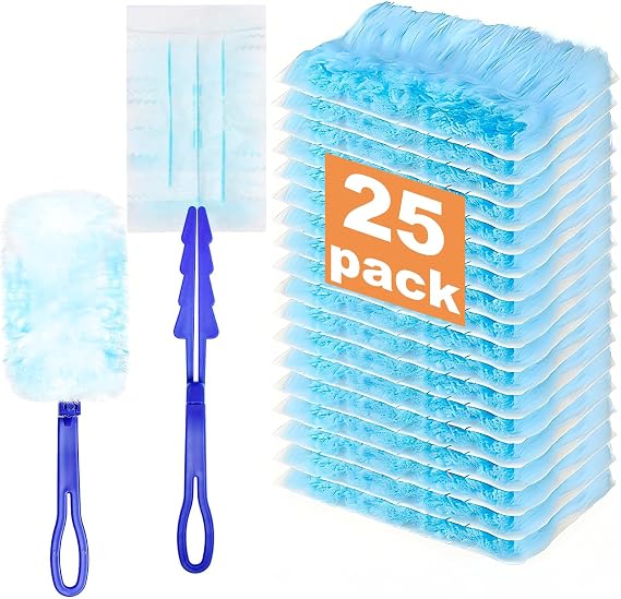 25 Count Duster Refills, Disposable Microfiber Dusters with Refills