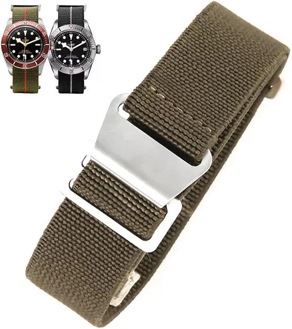 Elastic Nylon Watch Band French Troops Paratrooper Military Parachute Style 18mm 20mm 22mm Hook-and-Loop Premium Striped Fabric Nylon Replacement Watch Strap for Men Women